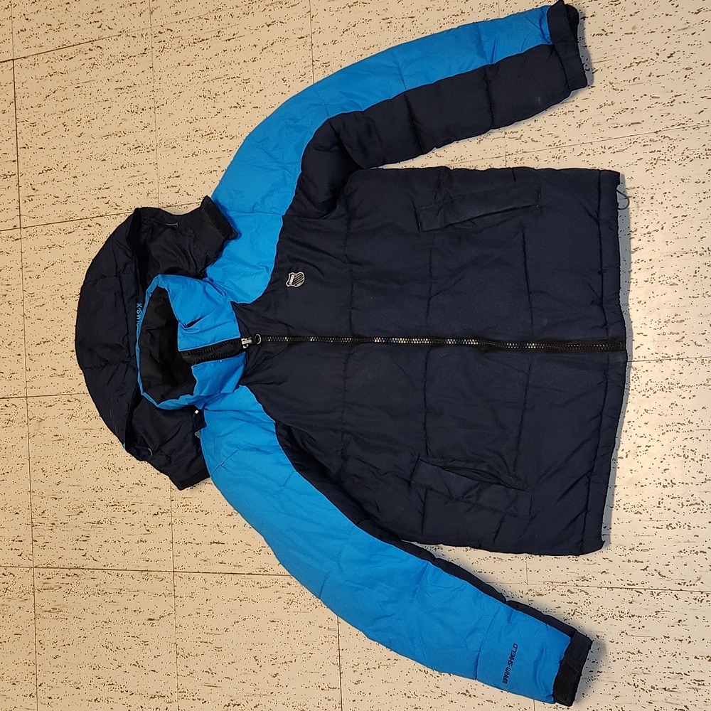 K-Swiss Blue Warm Sheild Full Zip Lightweight Winter Puffer Jacket Vintage Y2K